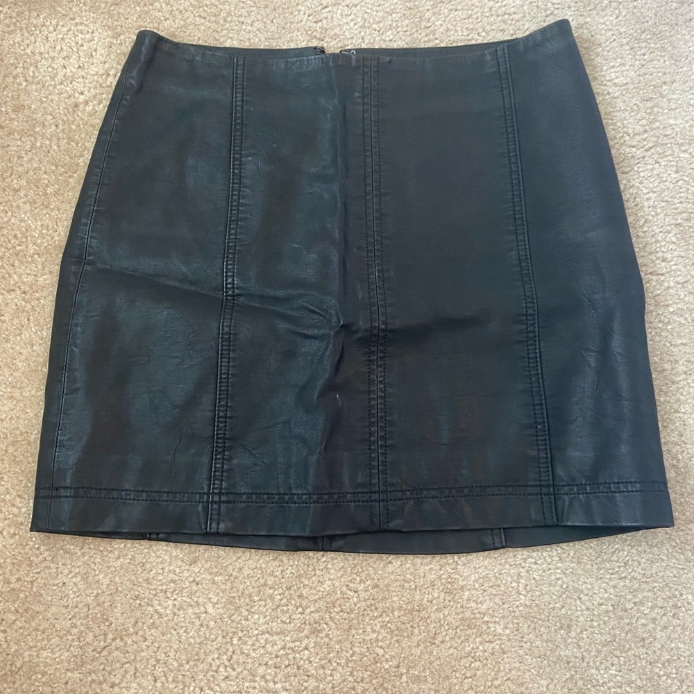 Black Free People Leather Skirt